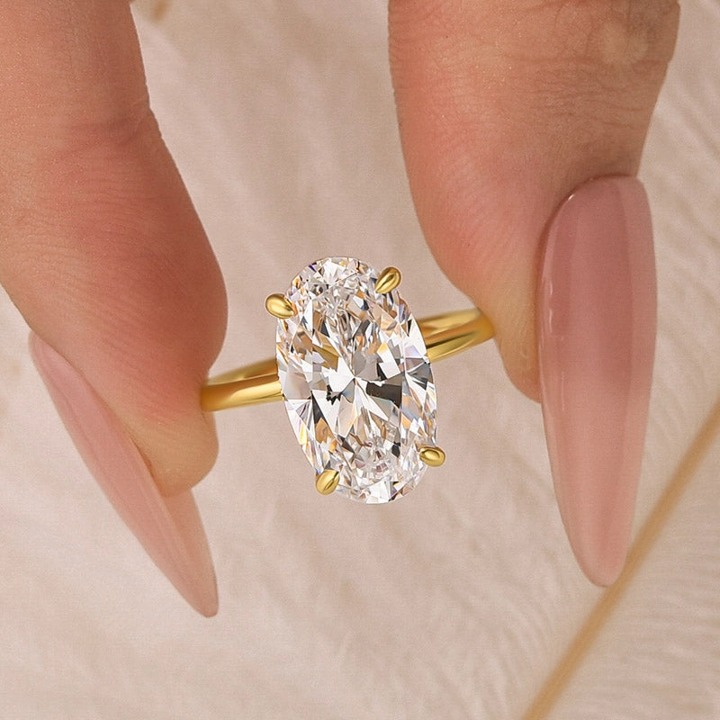 Ornate Item 5.0Ct Oval Cut Hidden Halo Engagement Ring Travel Ring In Sterling Silver