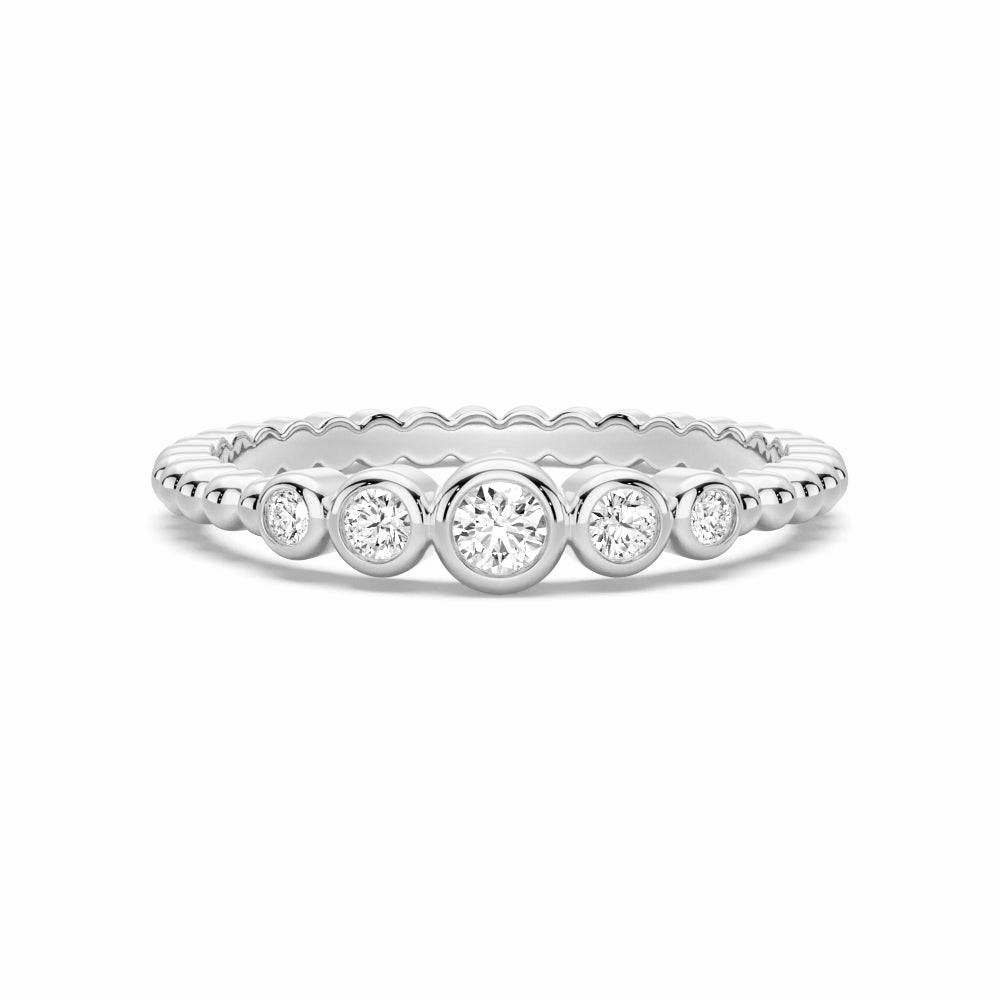 Beaded Lab Grown Diamond 5 Stone Promise Ring Fashion Look Everyday Accent