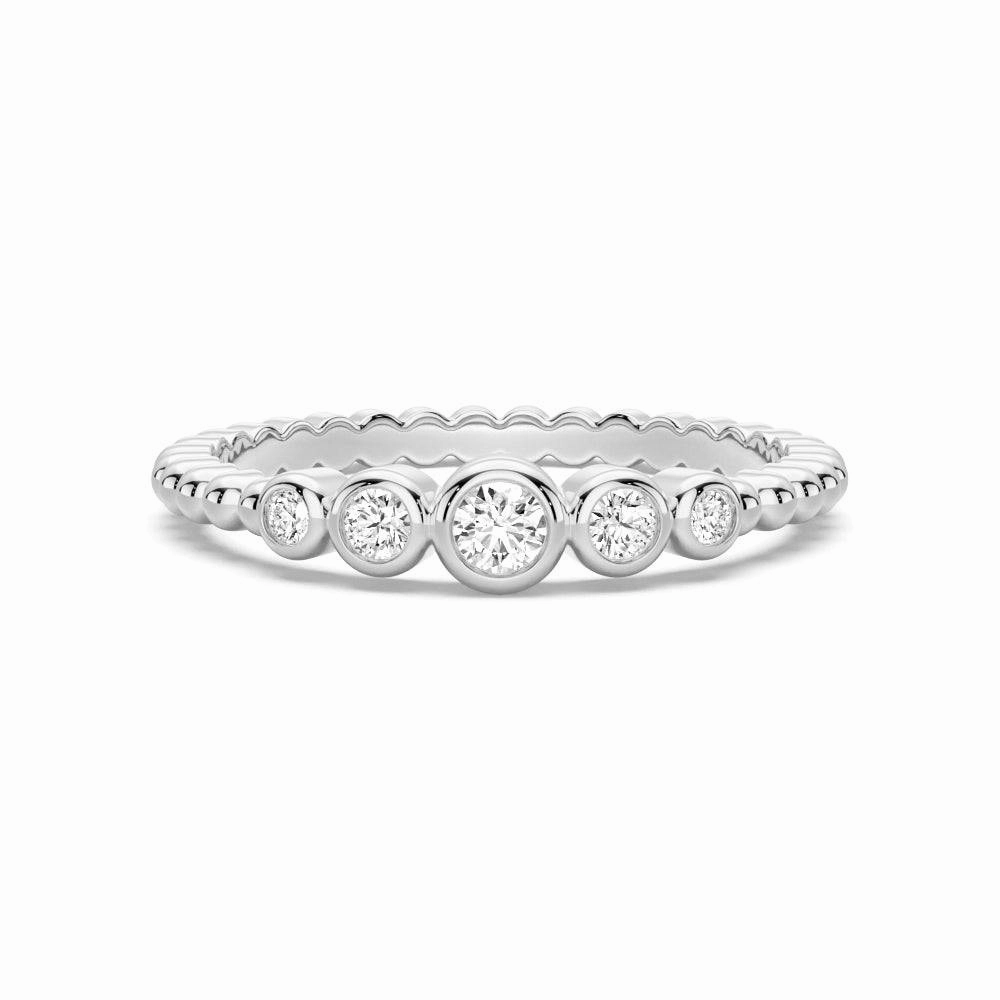 Beaded Lab Grown Diamond 5 Stone Promise Ring Evening Ensemble