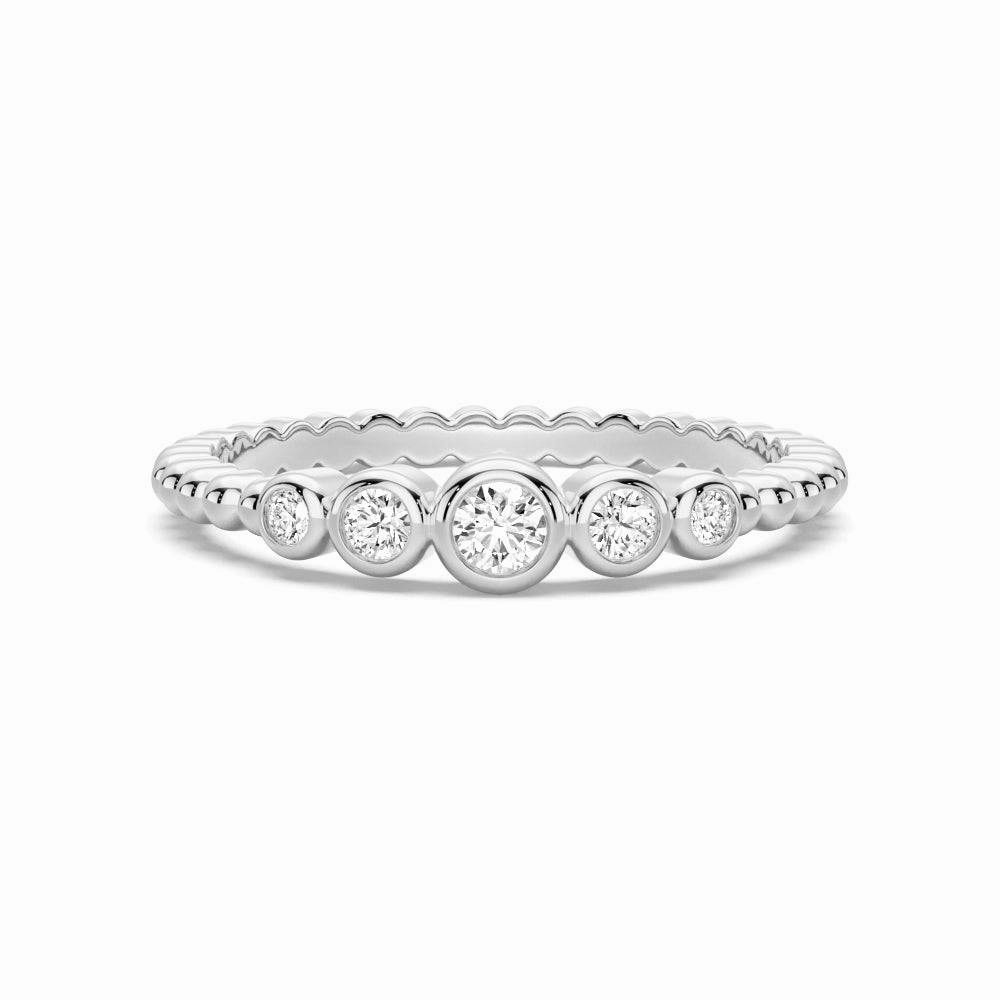 Beaded Lab Grown Diamond 5 Stone Promise Ring Charming Touch Vibrant Shine
