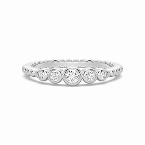 Luxury Line Handcrafted Work Beaded Lab Grown Diamond 5 Stone Promise Ring