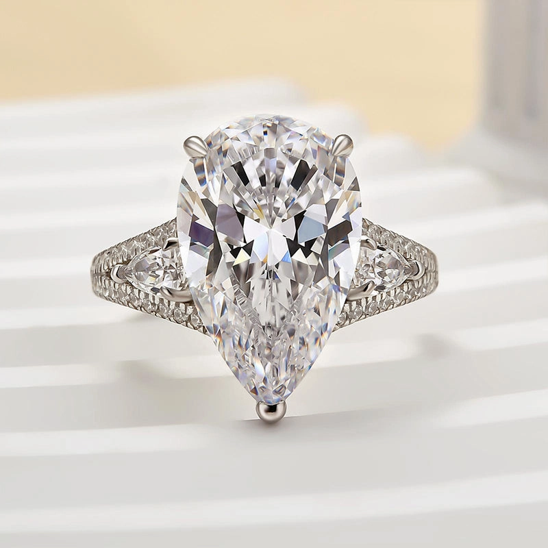 Louily Luxury 5.5Ct Pear Cut Engagement Ring Artisan Symbol