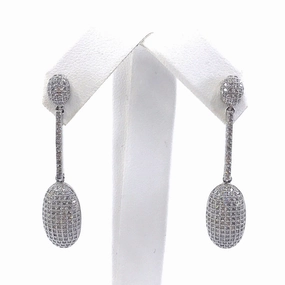 Glamorous Shine Sterling Silver Oval Micropave CZ Earrings