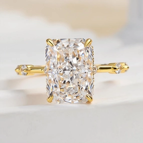 No Brand Fine Details Louily Exclusive Crushed Ice Radiant Cut Simulated Diamond Engagement Ring