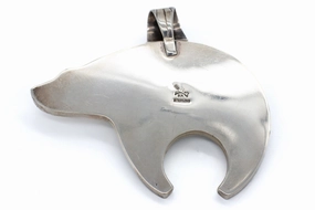 Versatile Shine Bridal Look Bennie Ration Navajo Handmade Sterling Silver Turquoise Bear Pendant