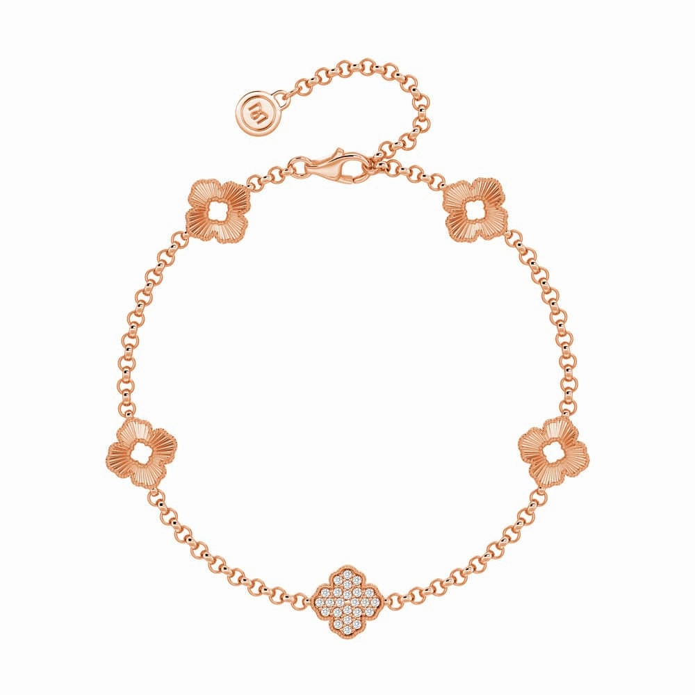 Promising Amalgamations Matching Duos Blooming Petals Four Leaf Clover Lab Grown Diamond Bracelet