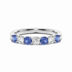 Fresh Touch Handmade pieces Blue Sapphire and Moissanite Anniversary Band