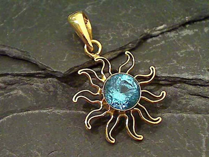 Blue Topaz, Alchemia Sun Pendant Classic Pieces Glamorous Appeal