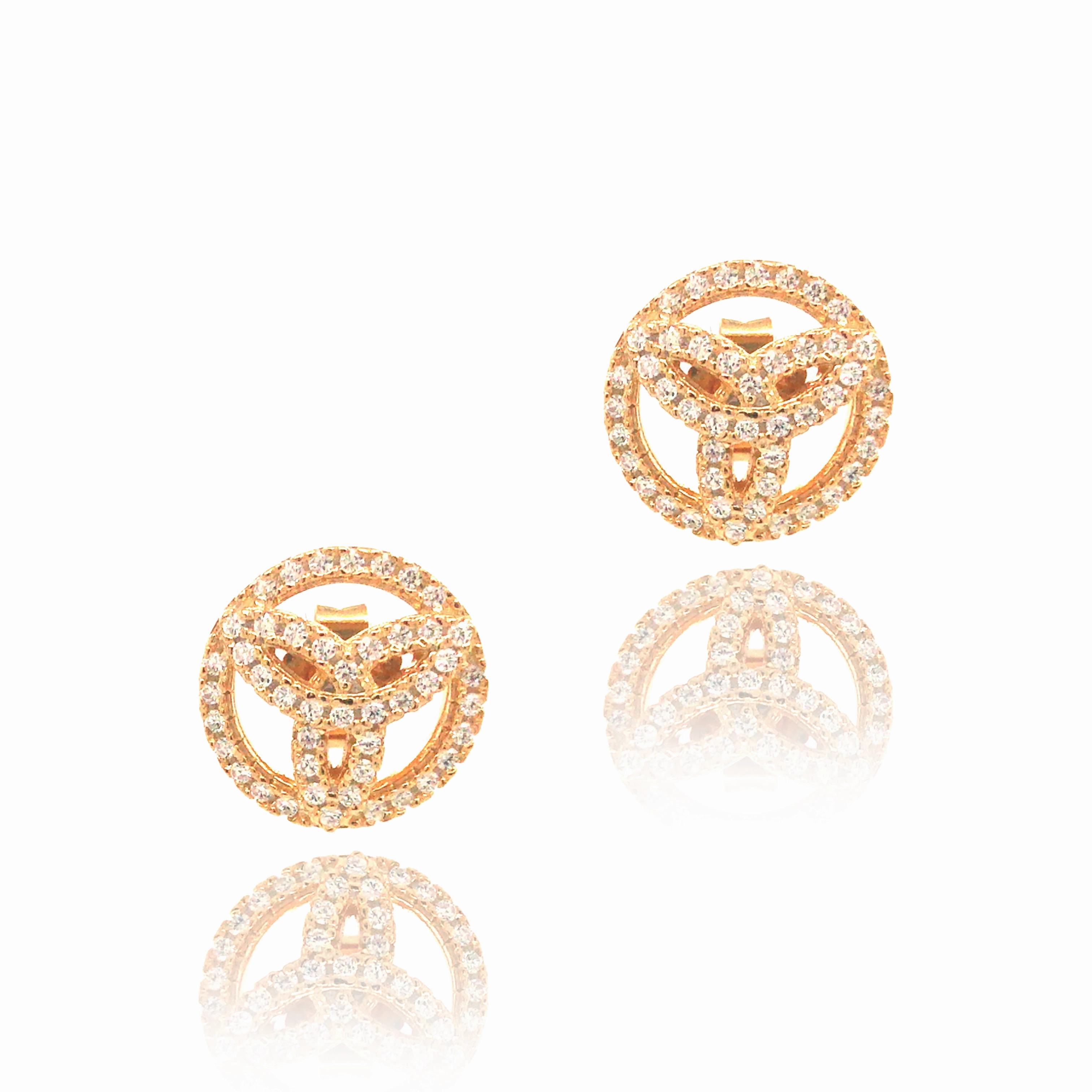 Gold Plated Sterling Silver Circle Stud Earrings Highlight Feature Edgy Mood
