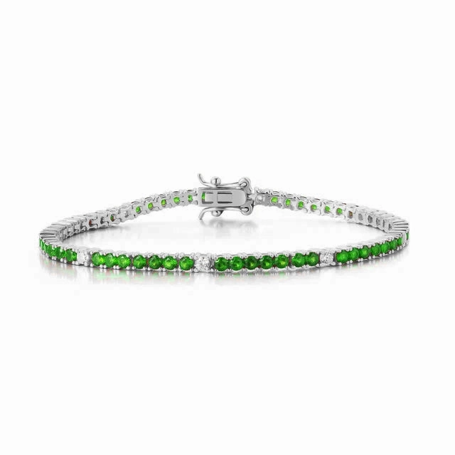 Studio Light Tasteful Accent Sterling Silver Ruby, Emerald, and Sapphire Colored CZ Stone Bracelet