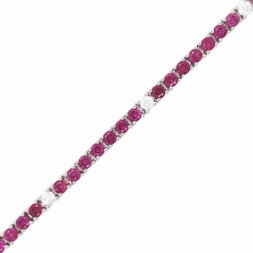 Casual Elegance Gleaming Gem Sterling Silver Ruby, Emerald, and Sapphire Colored CZ Stone Bracelet