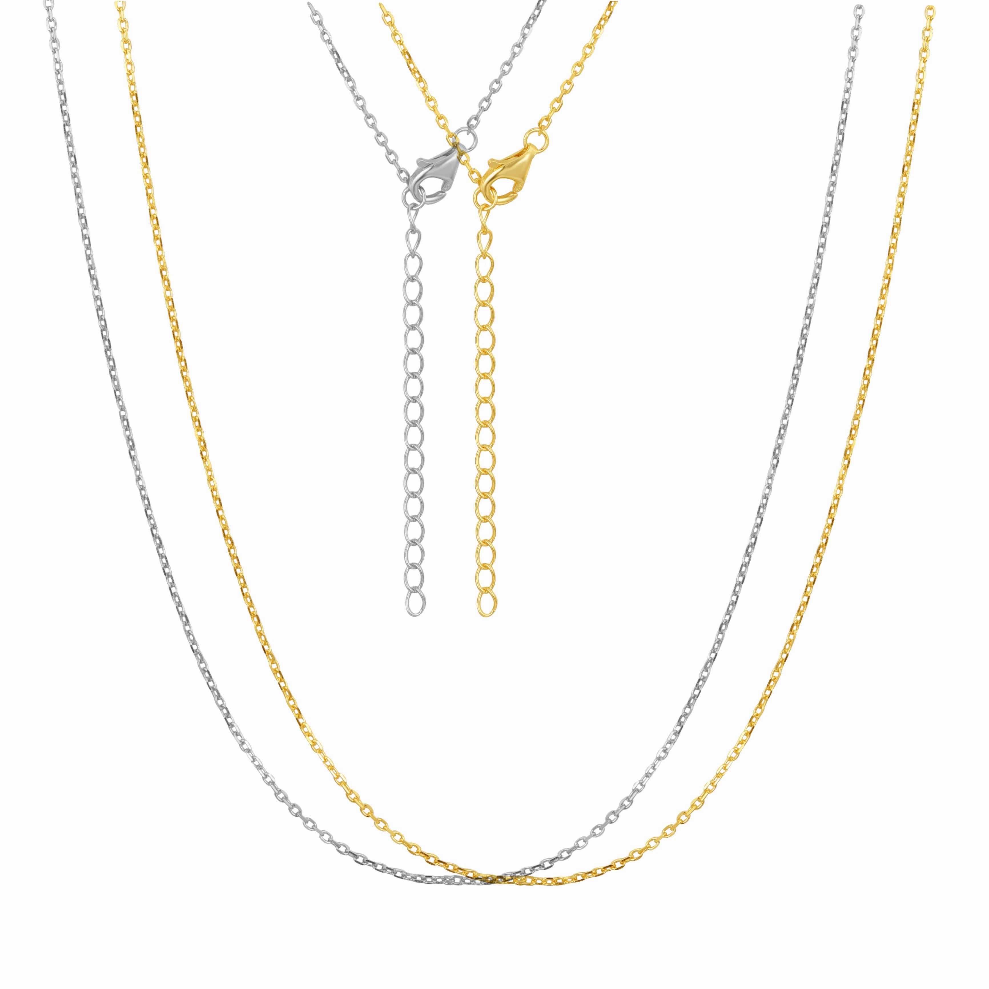 Finest Craft Sterling Silver 1.5mm or ~1mm Diamond Cut Cable Chain