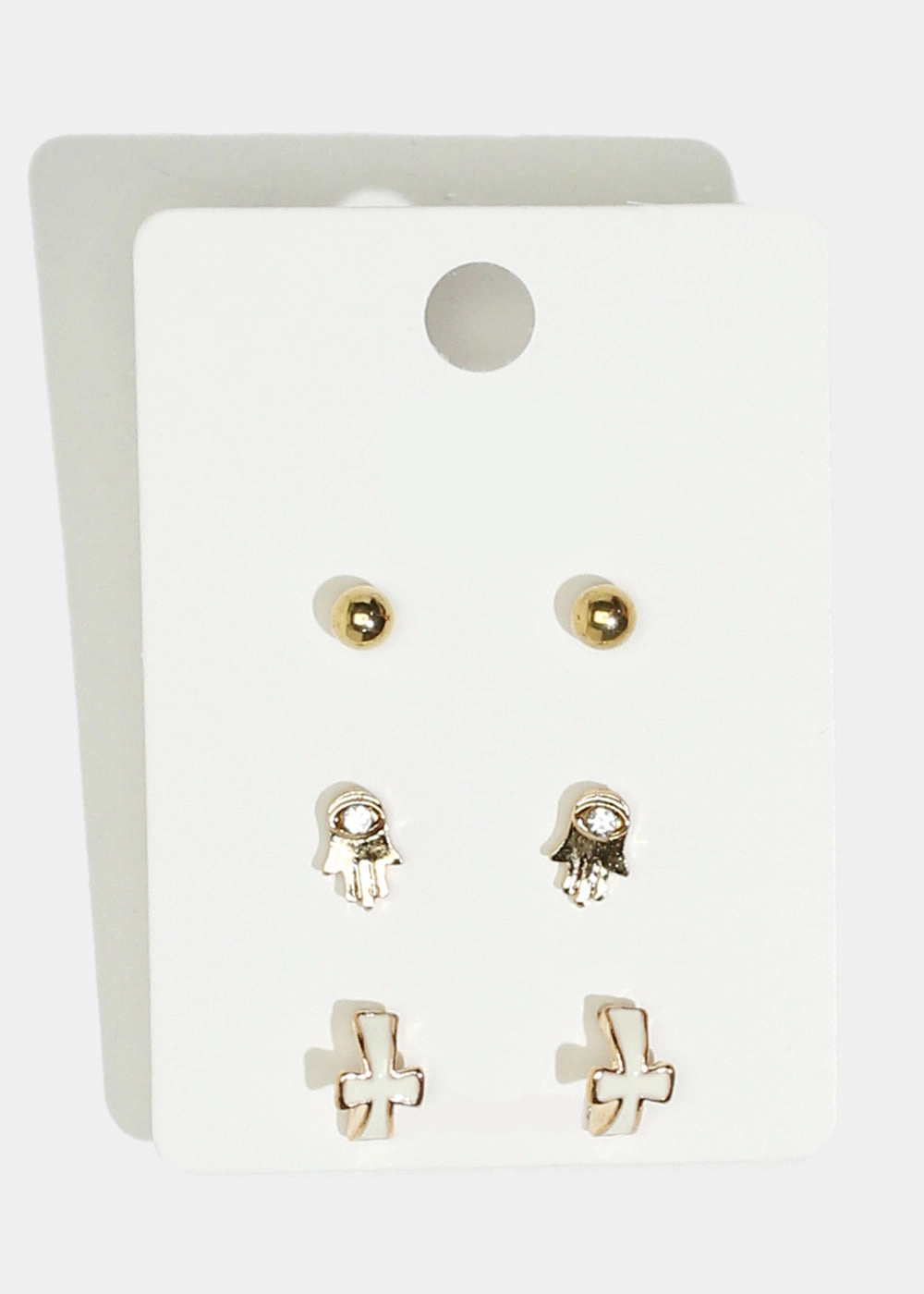 Styled Set Everyday Gift 3-Pair Hamsa Hand & Cross Earrings