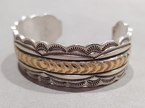 Ivan Howard Navajo 14k Sterling Bracelet - Handmade Native American Sparkling Detail