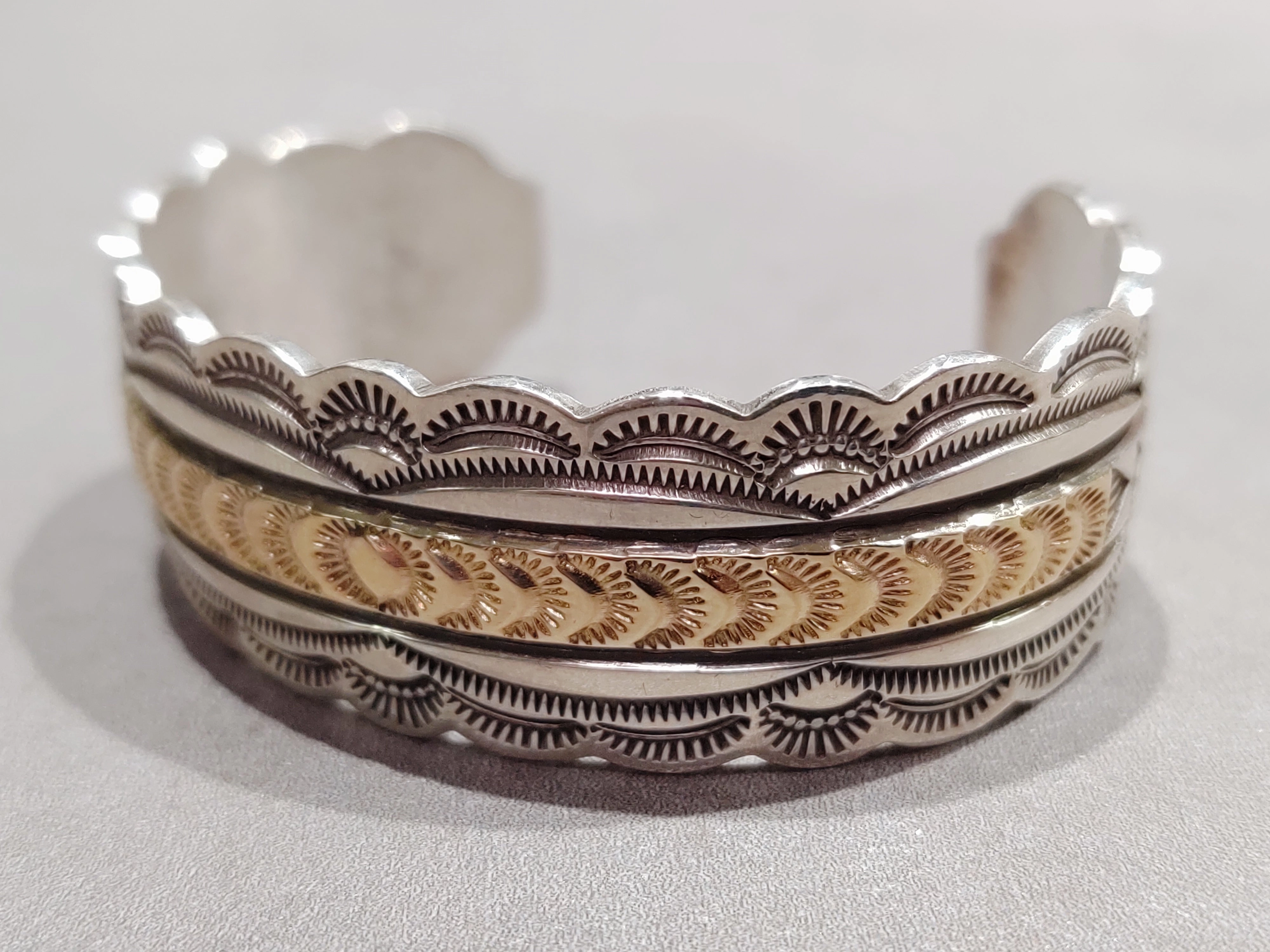 Ivan Howard Navajo 14k Sterling Bracelet - Handmade Native American Sparkling Detail