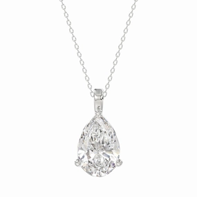 LADIES SOLITAIRE PENDANT 4CT PEAR DIAMOND 14K WHITE GOLD Vibrant Sparkle Natural Fit