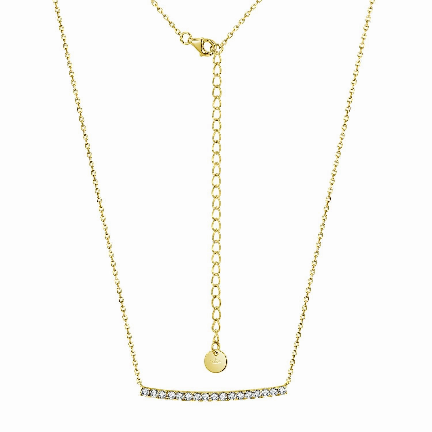Fashion Appeal Vibrant Form Sterling Silver Gold or Rhodium Plated CZ Bar Necklace