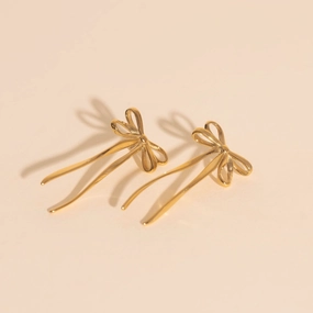 Bowknot Stud Earrings Close Up Chic Glance