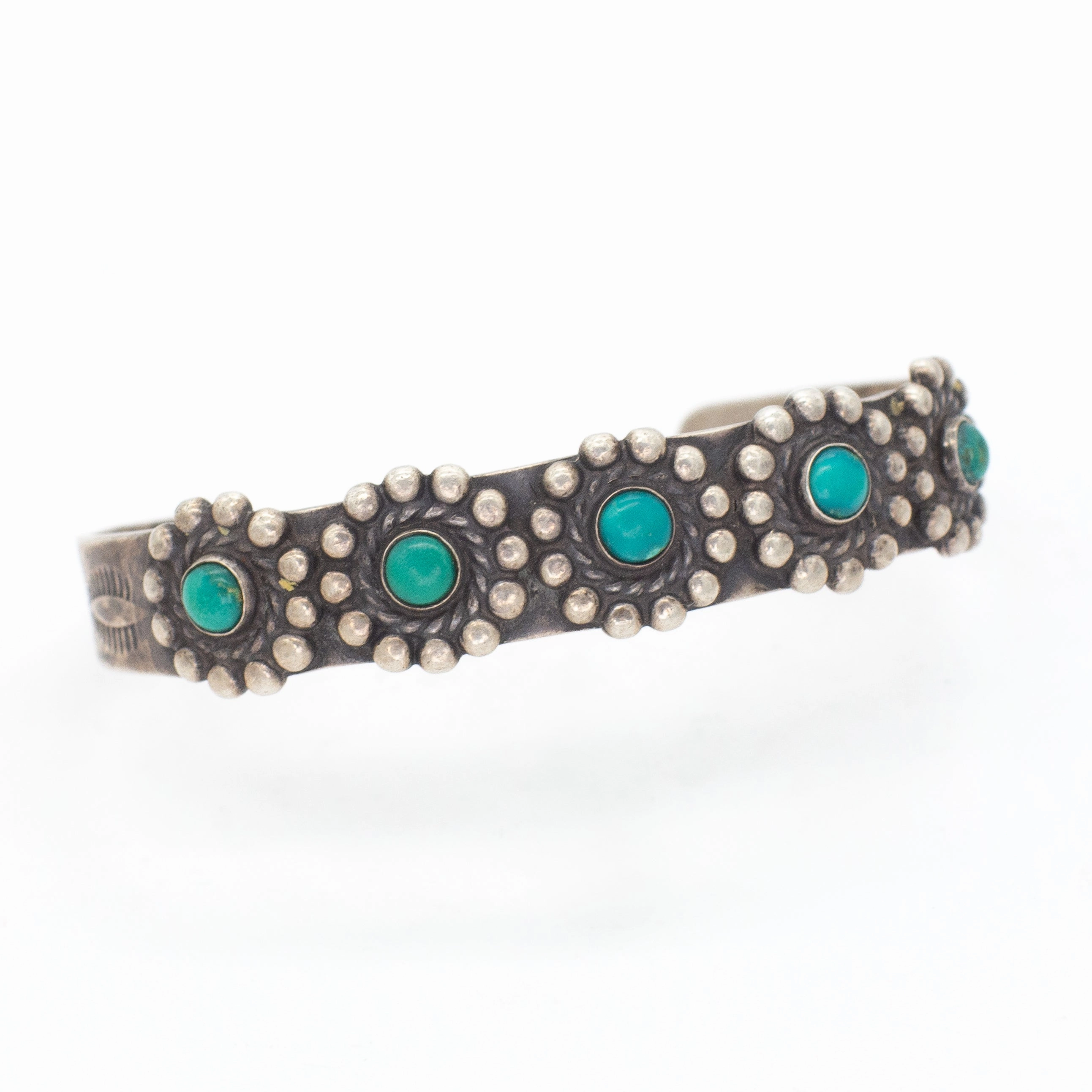 Modern Shine Timeless Treasures Navajo Handmade Sterling Silver Turquoise Cuff Bracelet (Hallmark Unknown)