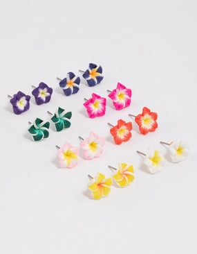 Finishing Touch Gleaming Form Bright  Frangipani Stud Earrings 8-Pack