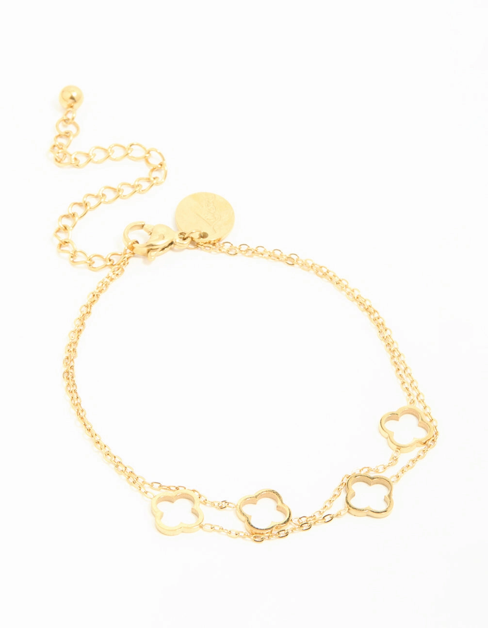 Optimal Fusions Summer Style Waterproof Gold Plated Stainless Steel Hollow Flower Layered Bracelet