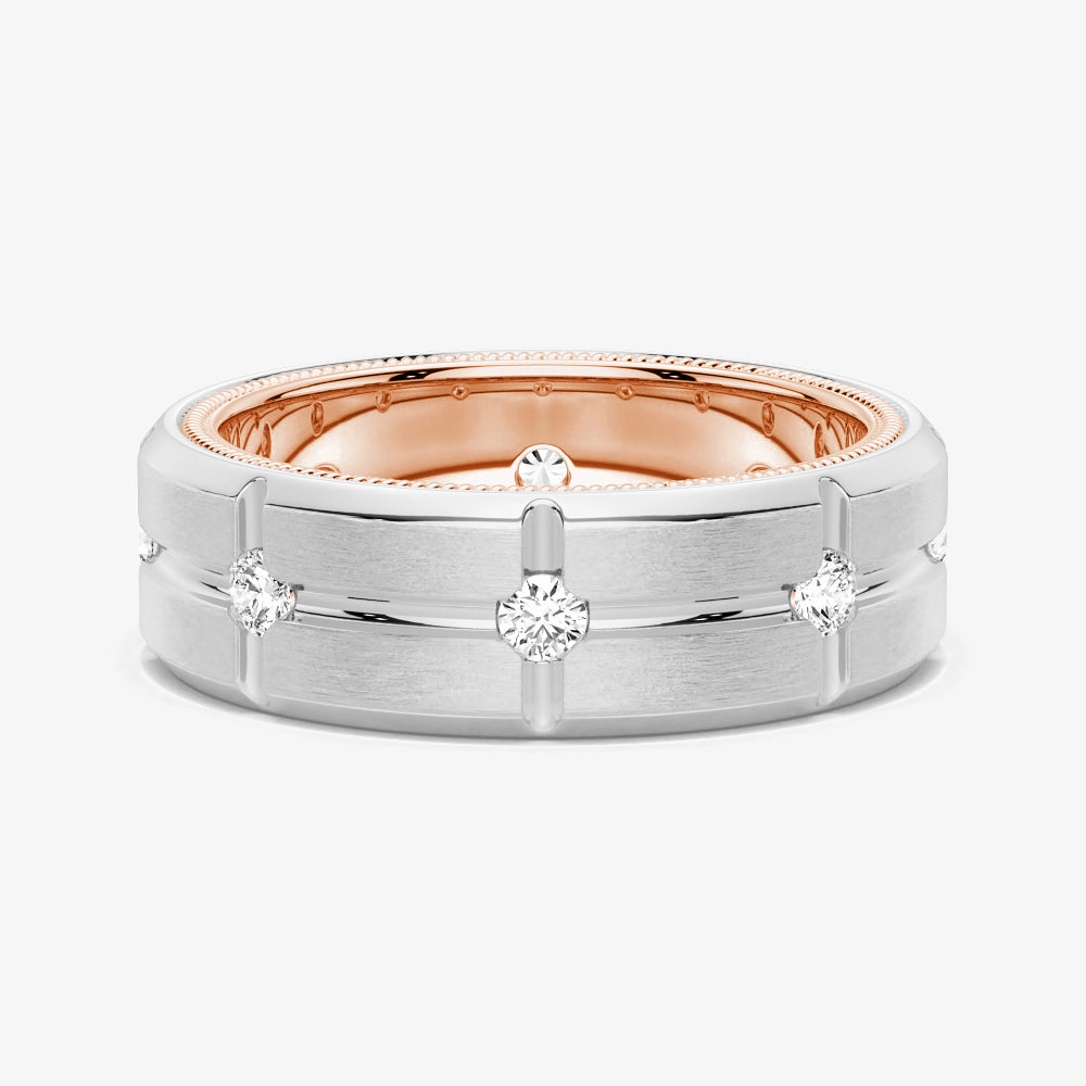 Polished Touch Designer Item 7.5mm Two Tone Matte Finish Moissanite Men's Band