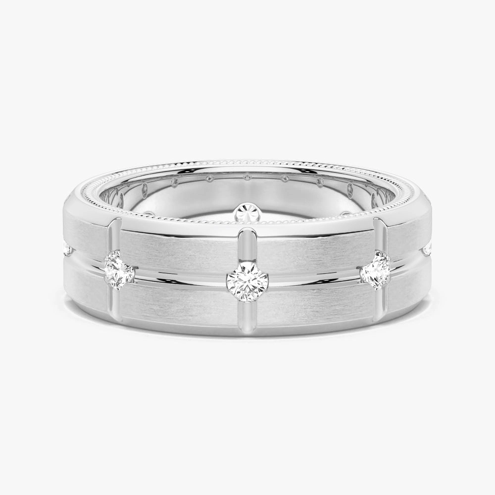 Meaningful Look Fresh Detail 7.5mm Two Tone Matte Finish Moissanite Men's Band