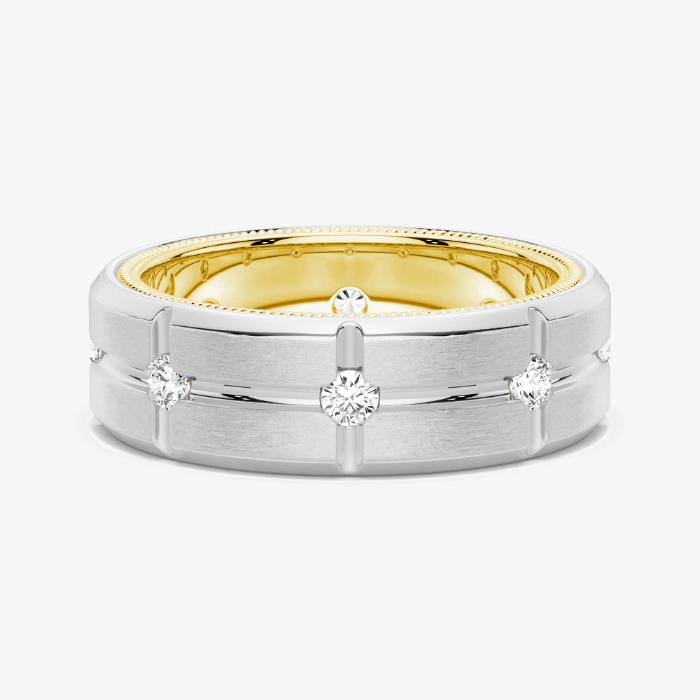 7.5mm Two Tone Matte Finish Moissanite Men's Band Layer Friendly