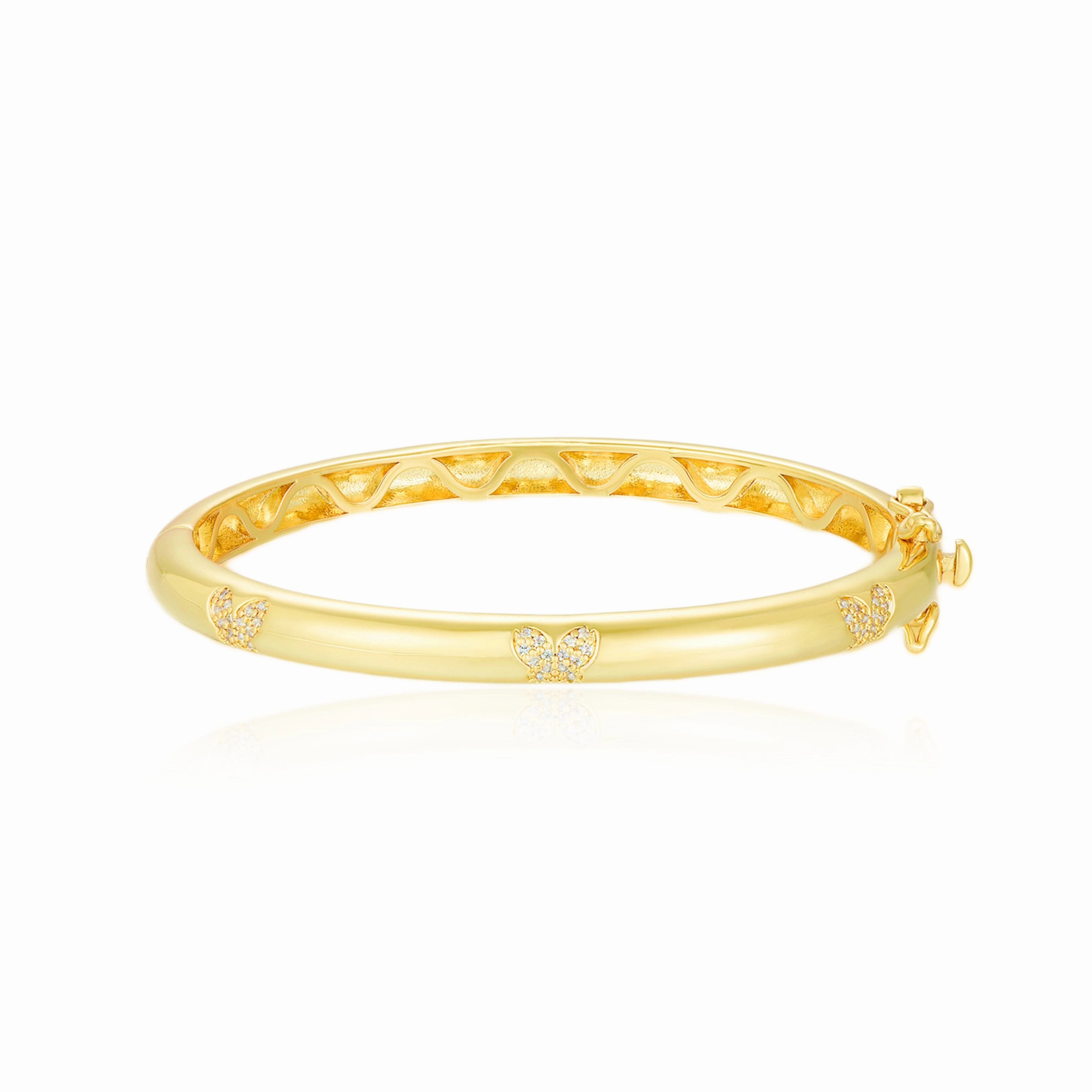 Gold Plated CZ Heart, Flower, Or Butterfly Kids' Bangle Bracelet Formal Gift Evening Accessories