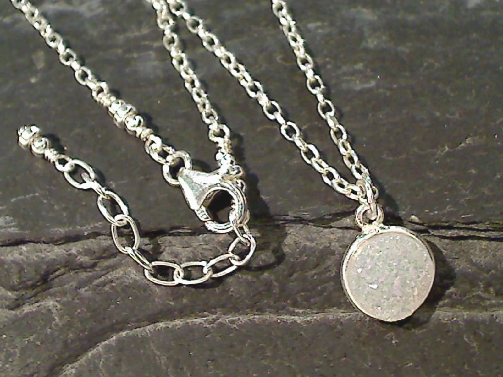 Radiant Touch 16" - 17" Druzy Quartz, Sterling Silver Necklace