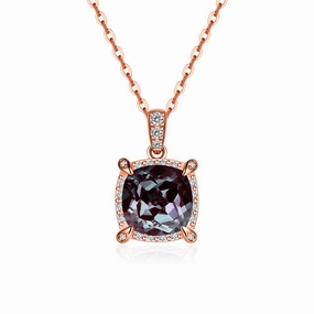 3 CT. Cushion Cut Alexandrite Moissanite Pave Pendant Bold Appeal