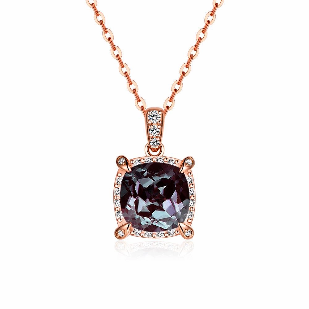 3 CT. Cushion Cut Alexandrite Moissanite Pave Pendant Bold Appeal