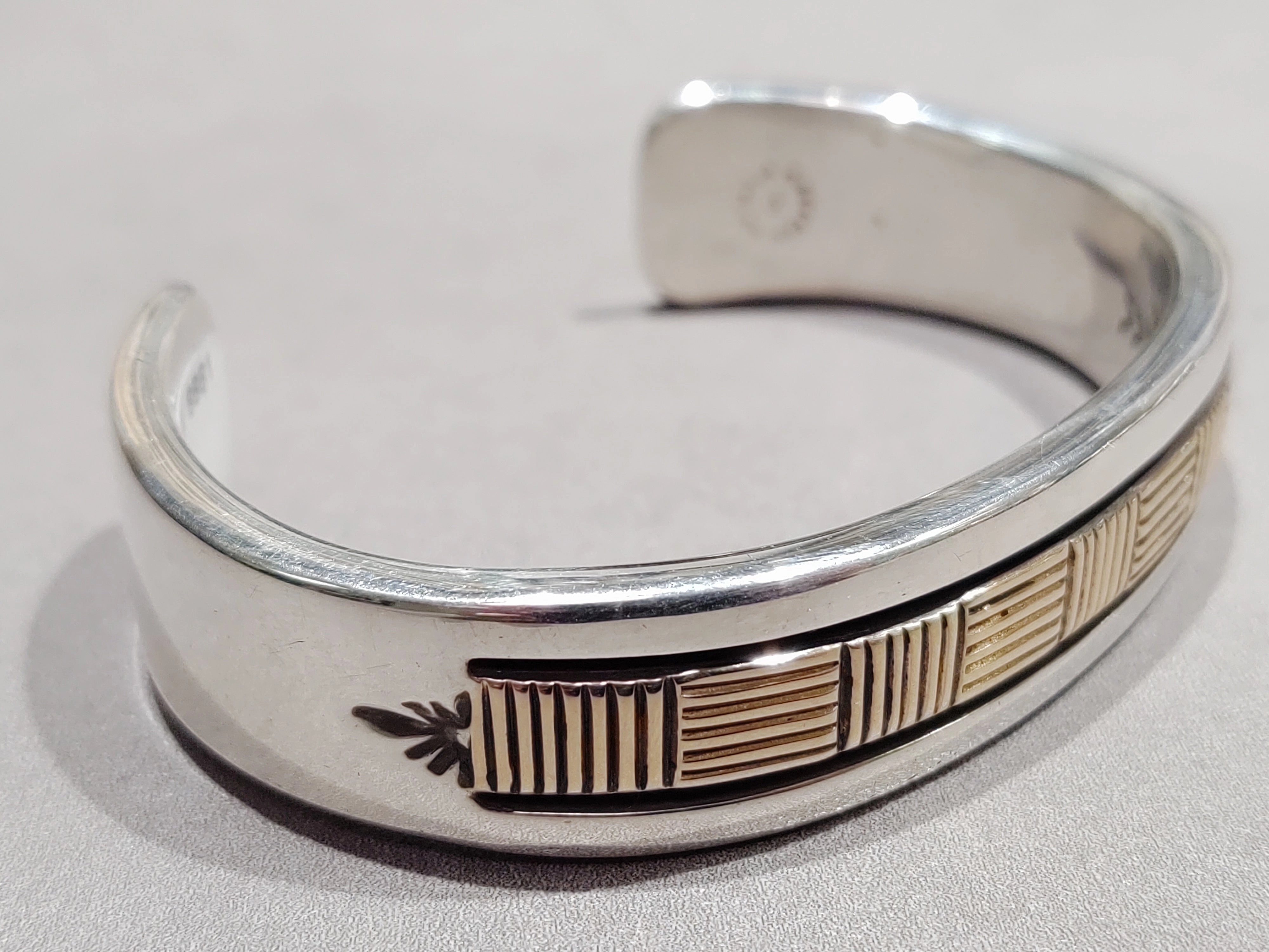 Bruce Morgan Navajo 14kt Gold & Sterling Silver Bracelet 119 Grams - Handmade Native American Lifestyle Match Elegant Piece