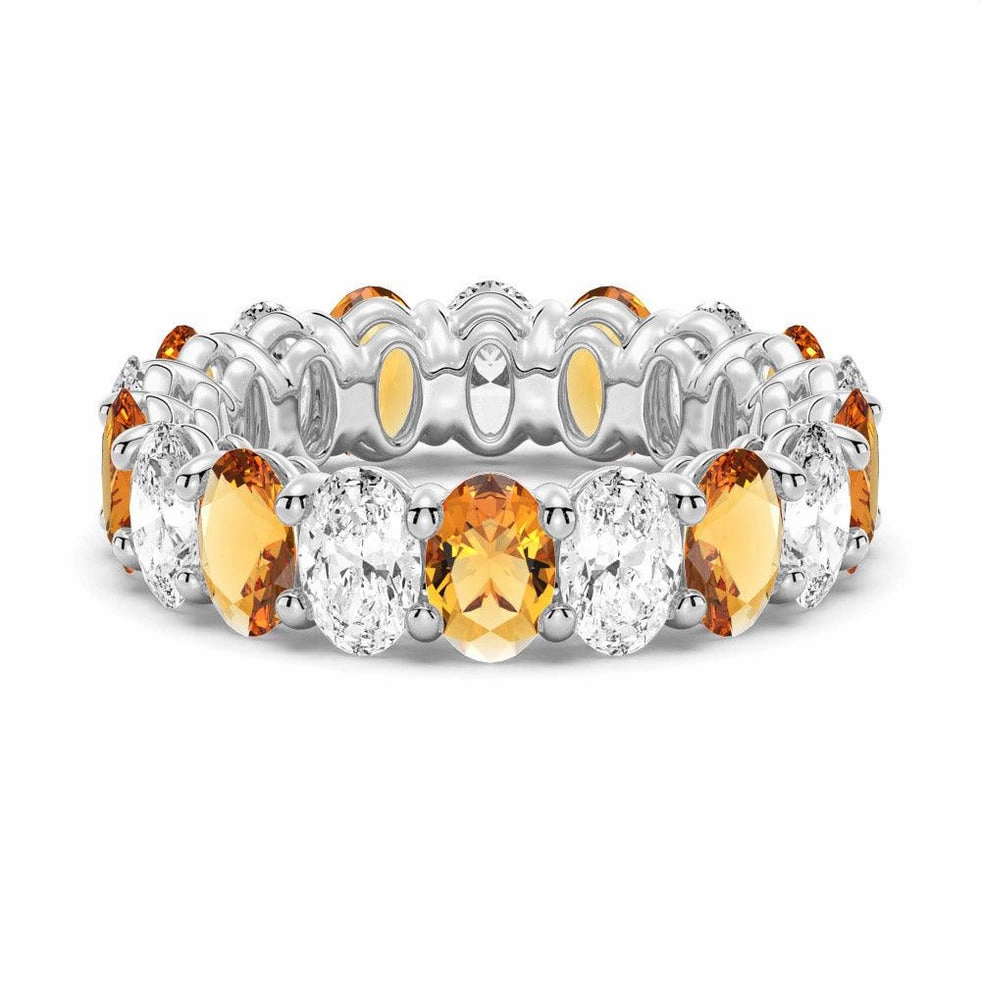 Contemporary Jewelry Gift For Teens 6.6 CT. Lab Grown White Sapphire with Citrine Gemstone Band