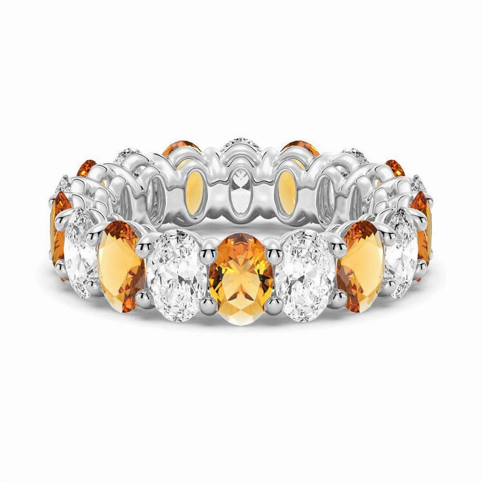 Modern Flow Regional Style 6.6 CT. Lab Grown White Sapphire with Citrine Gemstone Band