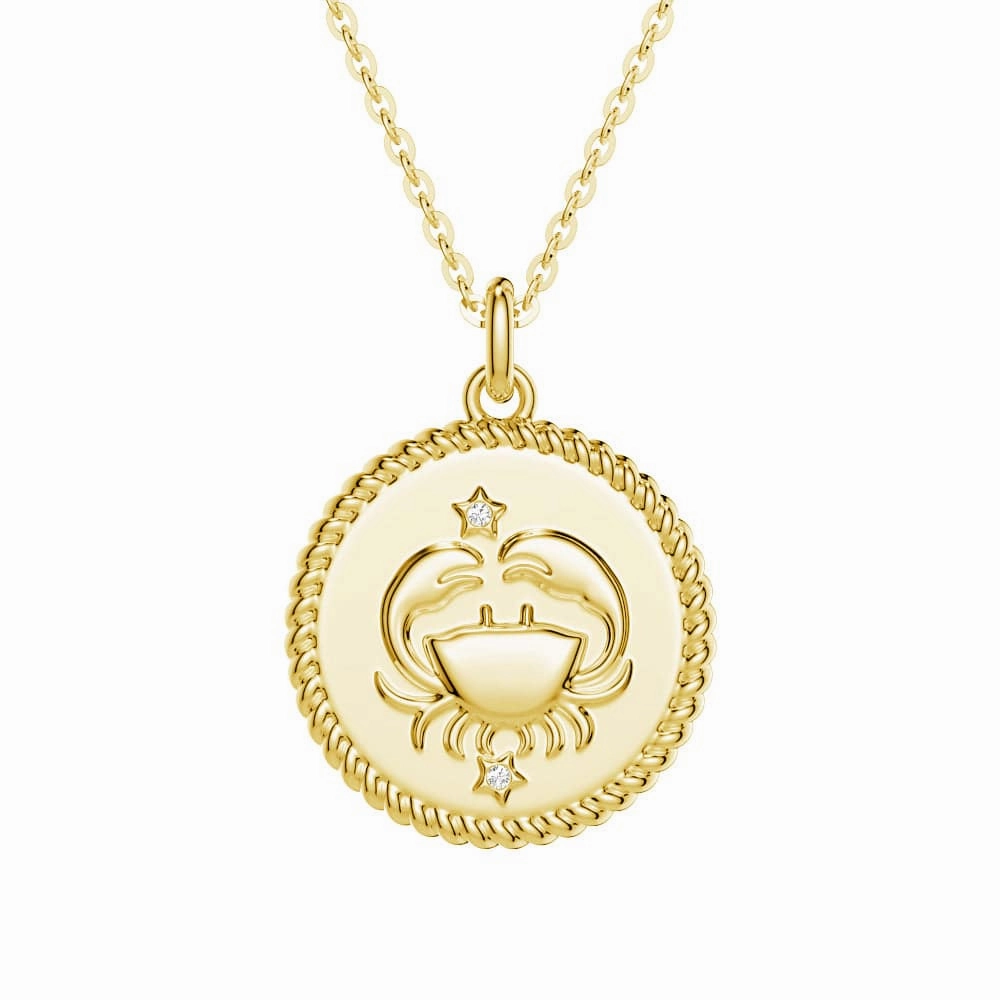 Polished Surface Timeless Pieces Cancer Constellation Lab Grown Diamond Birthstone Pendant Necklace