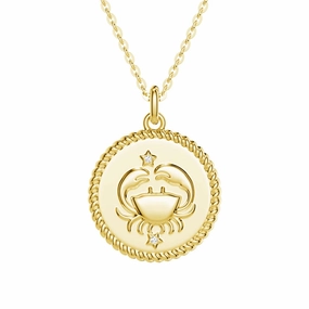 Polished Surface Timeless Pieces Cancer Constellation Lab Grown Diamond Birthstone Pendant Necklace