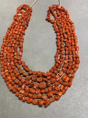 6 STRANDS NATURAL MEDITERRANEAN CORAL SANTO DOMINGO/KEWA PUEBLO Cool Spark Smooth Lines