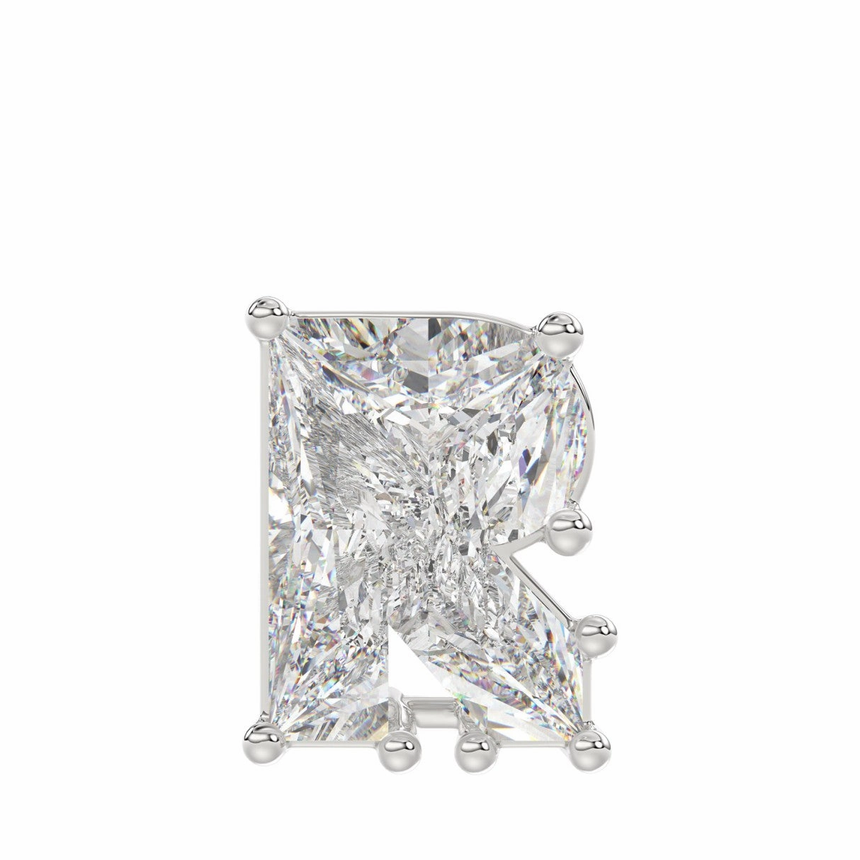 10K WHITE GOLD 1 5/8CT FANCY CUT ALPHABET DIAMOND LADIES PENDANT WITH CHAIN Minimalist Design