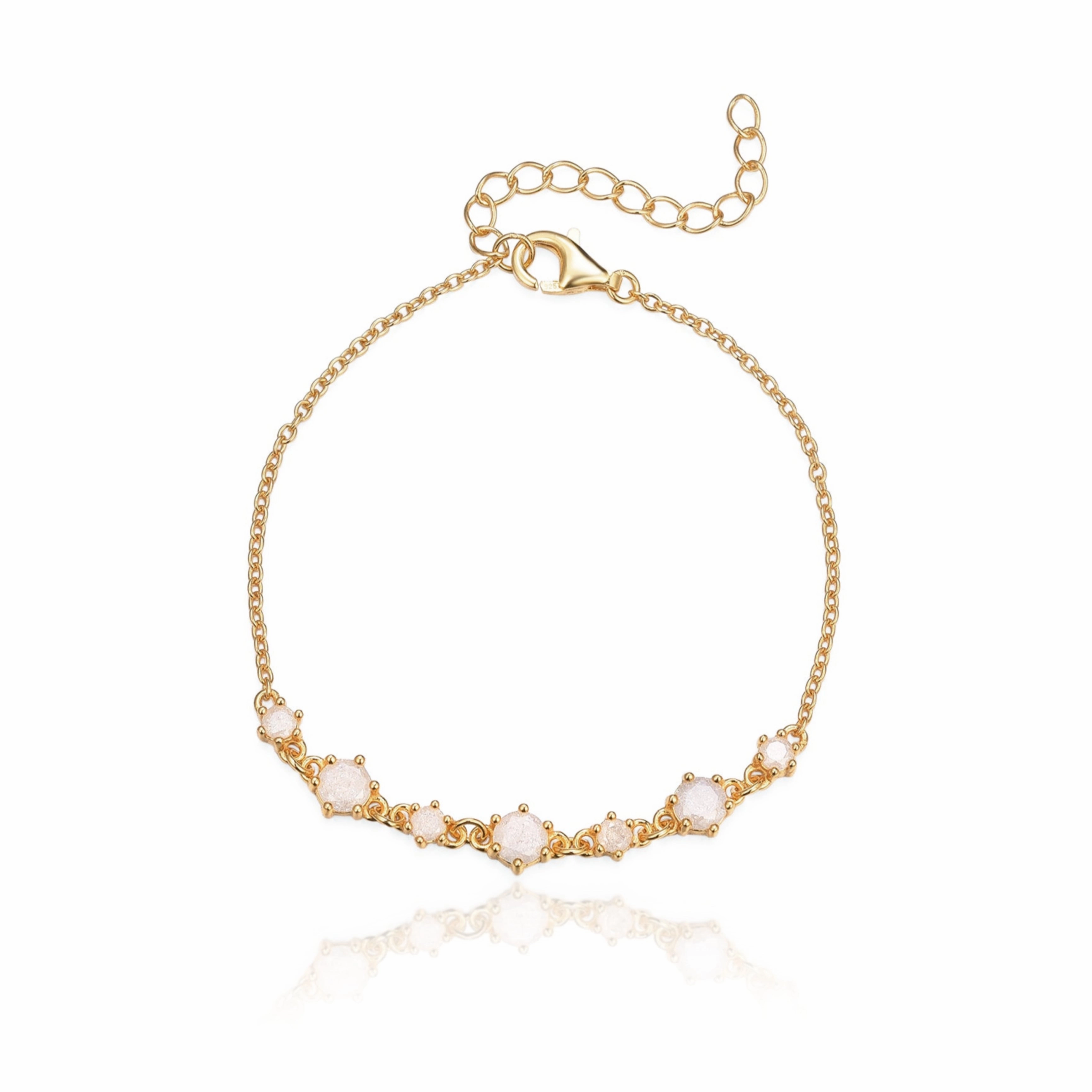 Gold Plated Sterling Silver Iced Stone Bracelet Signature Feature