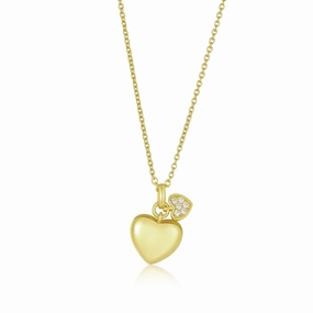 Gold Plated Sterling Silver Heart on Heart Necklace Artisan Accent