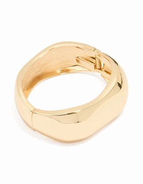 Go-To Item Gold Plated Chunky Hinged Molten Bangle