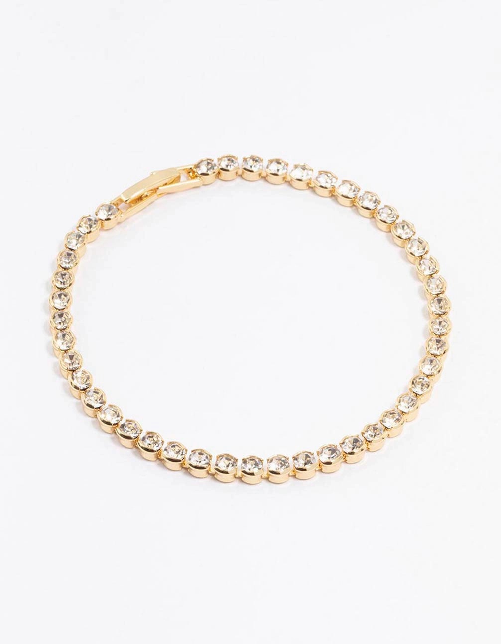 Angelic Design Gold Plated Round Diamante Tennis Bracelet