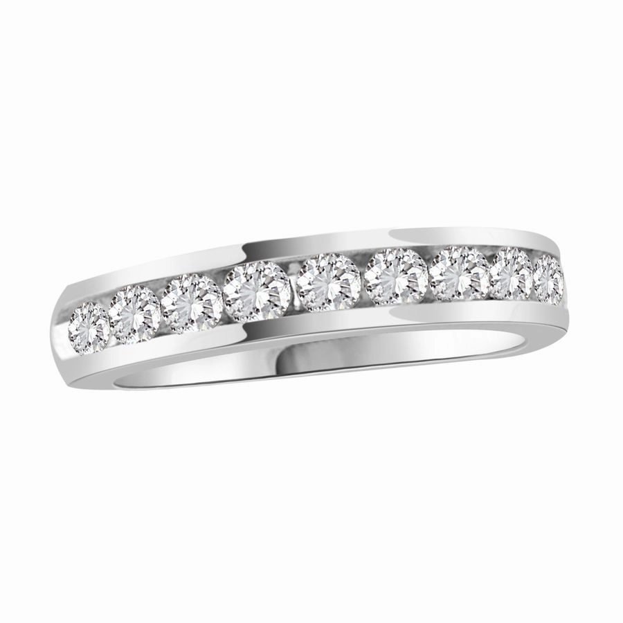 Shiny Lines Glamorous Accessory LADIES BAND 0.75CT ROUND DIAMOND 14K WHITE GOLD (SI QUALITY)