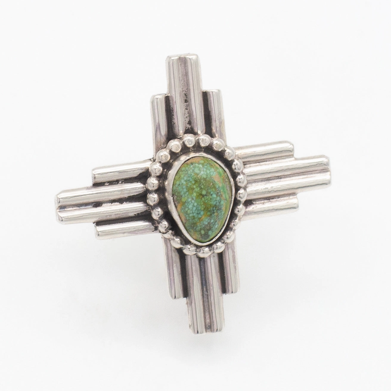 Pricilla Apache Navajo Handmade Sterling Silver Turquoise Zia Pin Modern Touch Inspired Feature