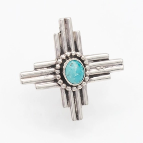 Versatile Shine Delicate Glam Pricilla Apache Navajo Handmade Sterling Silver Turquoise Zia Pin
