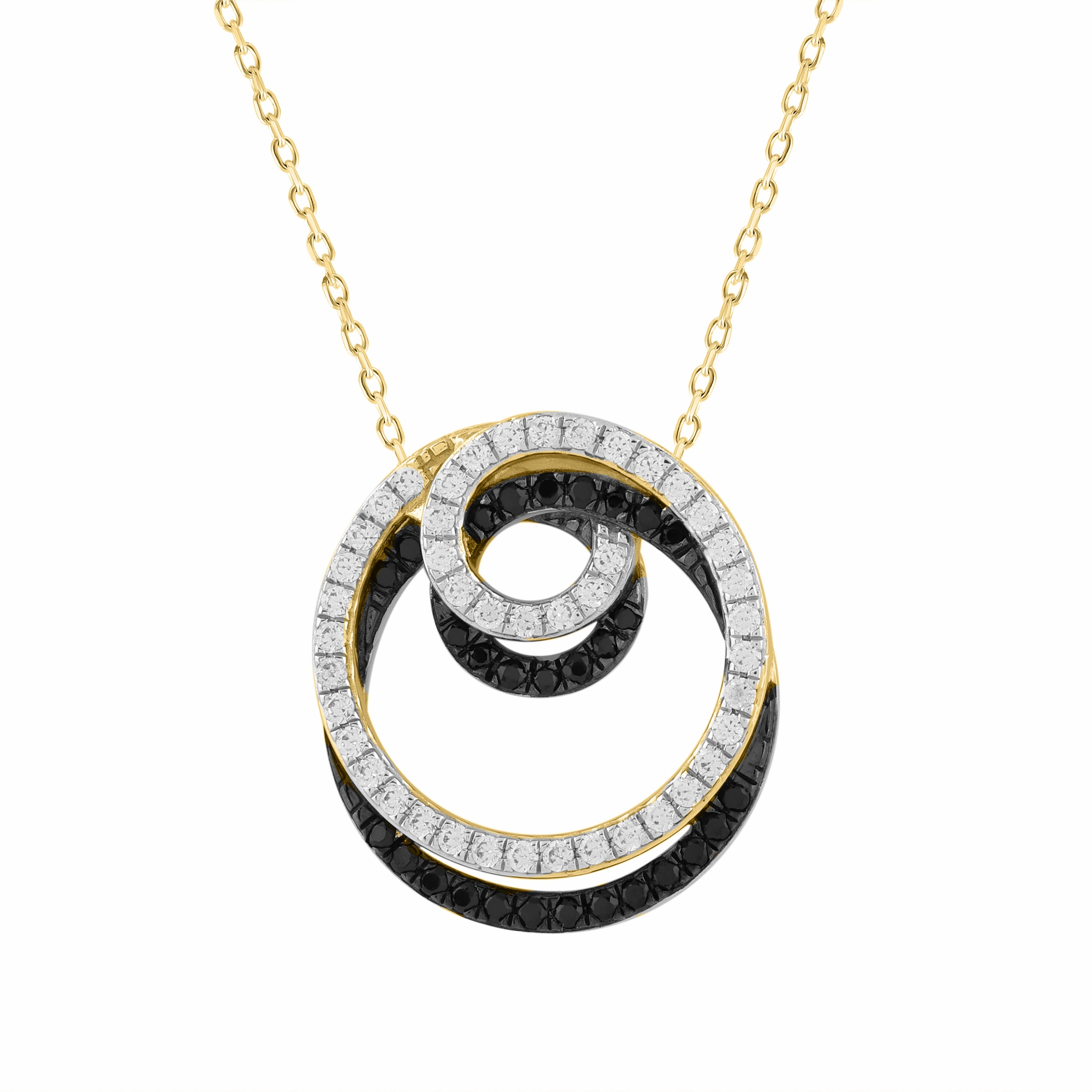 Smart Finish LADIES PENDANT WITH CHAIN 0.50CT ROUND/BLACK DIAMOND 14K YELLOW GOLD