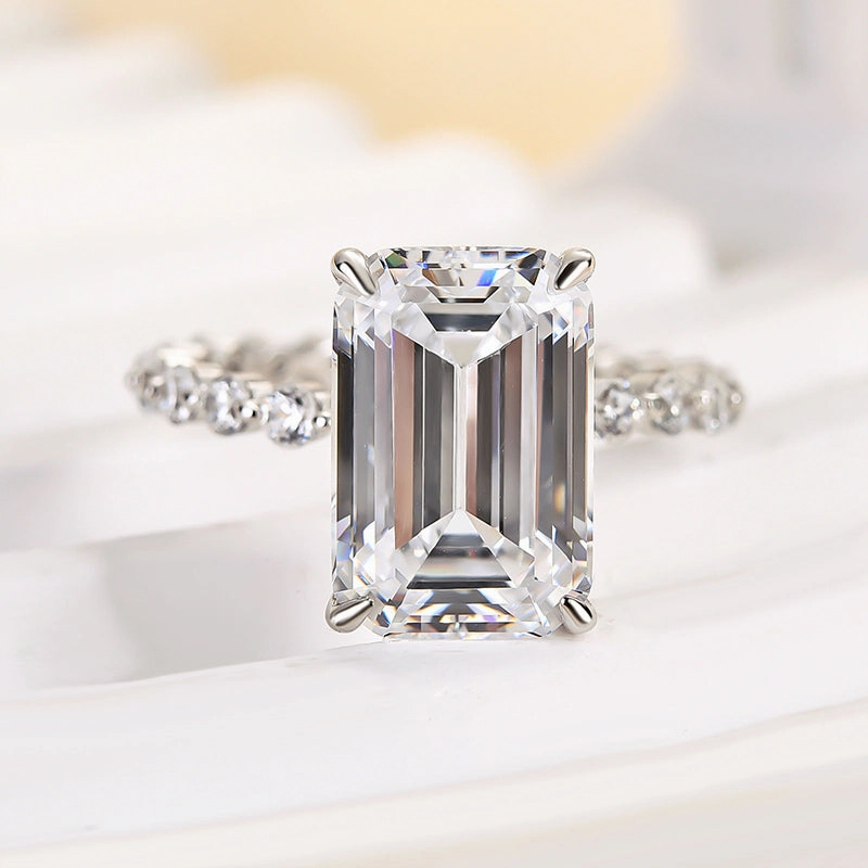 Brilliant Article Secure Design Louily Desirable Emerald Cut Engagement Ring