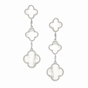 Seasonal Favorite Gleaming Gem Sterling Silver Triple Mother of Pearl/Black Clover Earring