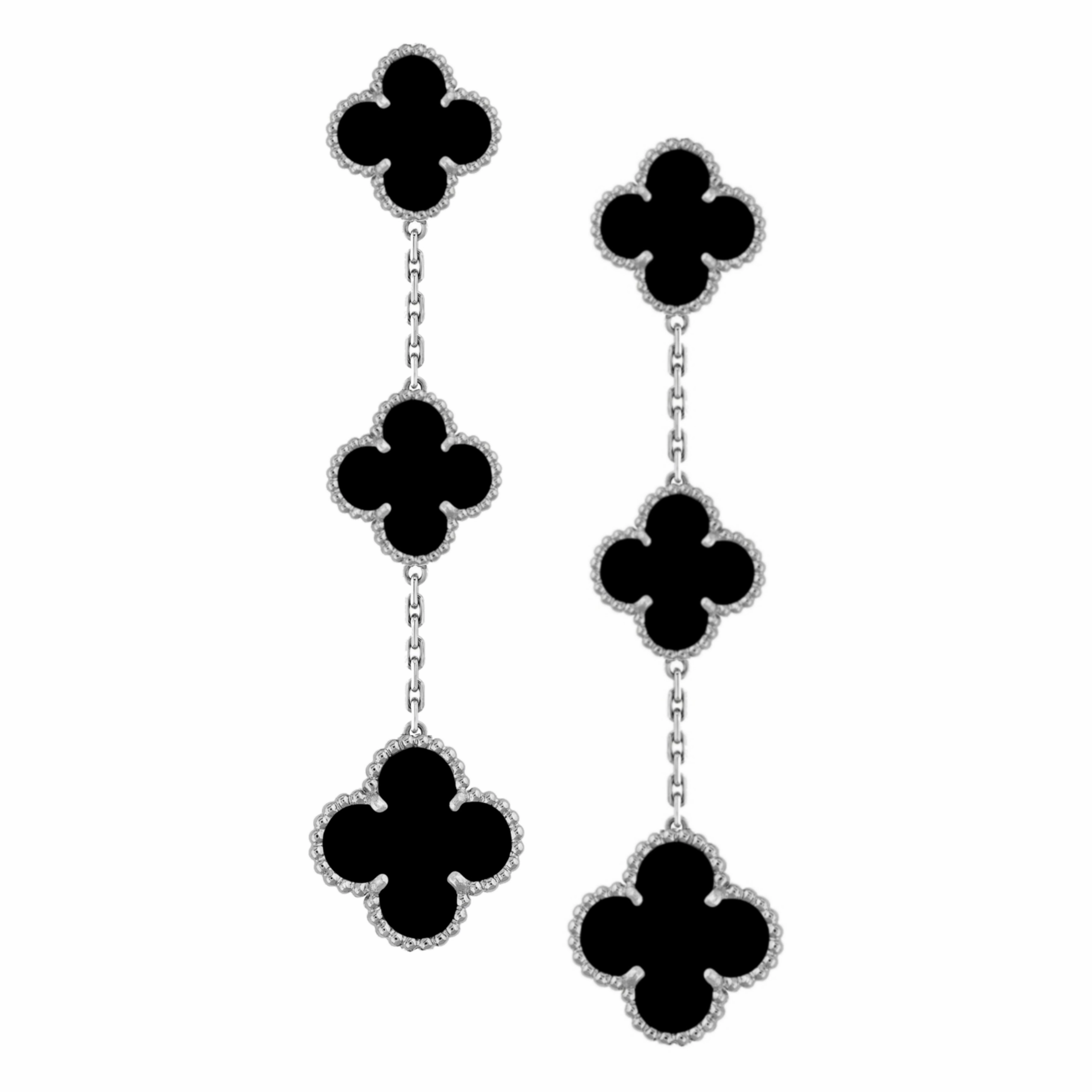 Sterling Silver Triple Mother of Pearl/Black Clover Earring Bold Craft summer look
